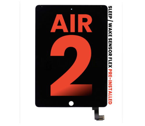 iPad Air 2 6G LCD Screen Replacement Assembly - Black (Sleep / Wake Sensor Flex Pre-Installed)