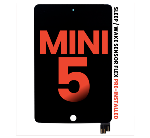iPad Mini 5 LCD Screen Replacement Assembly - Black (Sleep / Wake Sensor Flex Pre-Installed)