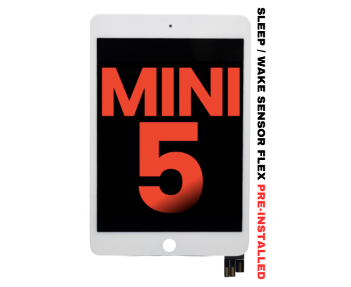 iPad Mini 5 LCD Screen Replacement Assembly - White (Sleep / Wake Sensor Flex Pre-Installed)