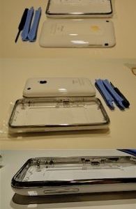 iPhone 3G 16GB Housing with Chrome Bezel and Volume Button - White