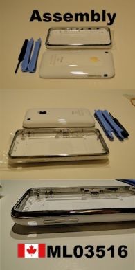 iPhone 3G 16GB Housing with Chrome Bezel and Volume Button - White