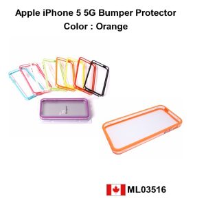 iPhone 5 Soft Gel Bumper Case Protector - Orange & Clear