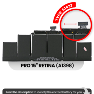 Battery (A1417) Compatible For MacBook Pro 15" Retina (A1398 / Mid 2012 / Early 2013)