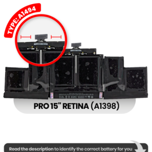 Battery (A1494) Compatible For MacBook Pro 15" Retina (A1398 / Late 2013 / Mid 2014)