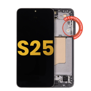 Samsung S25 5G screen replacement OLED with frame – front view