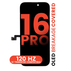 Front view of iPhone 16 Pro OLED screen 120 HZ