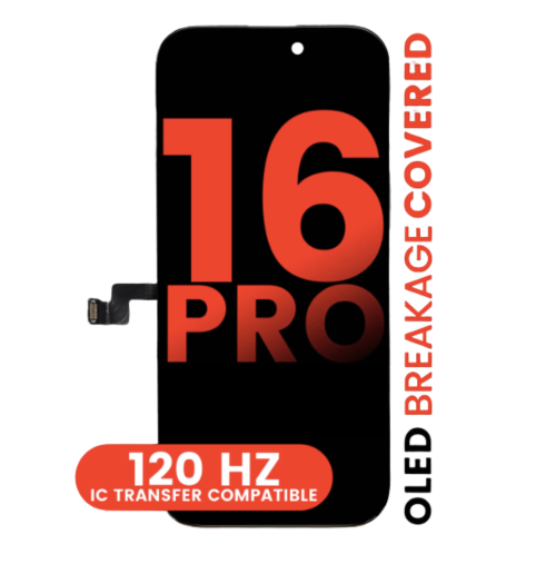 Front view of iPhone 16 Pro OLED screen 120 HZ