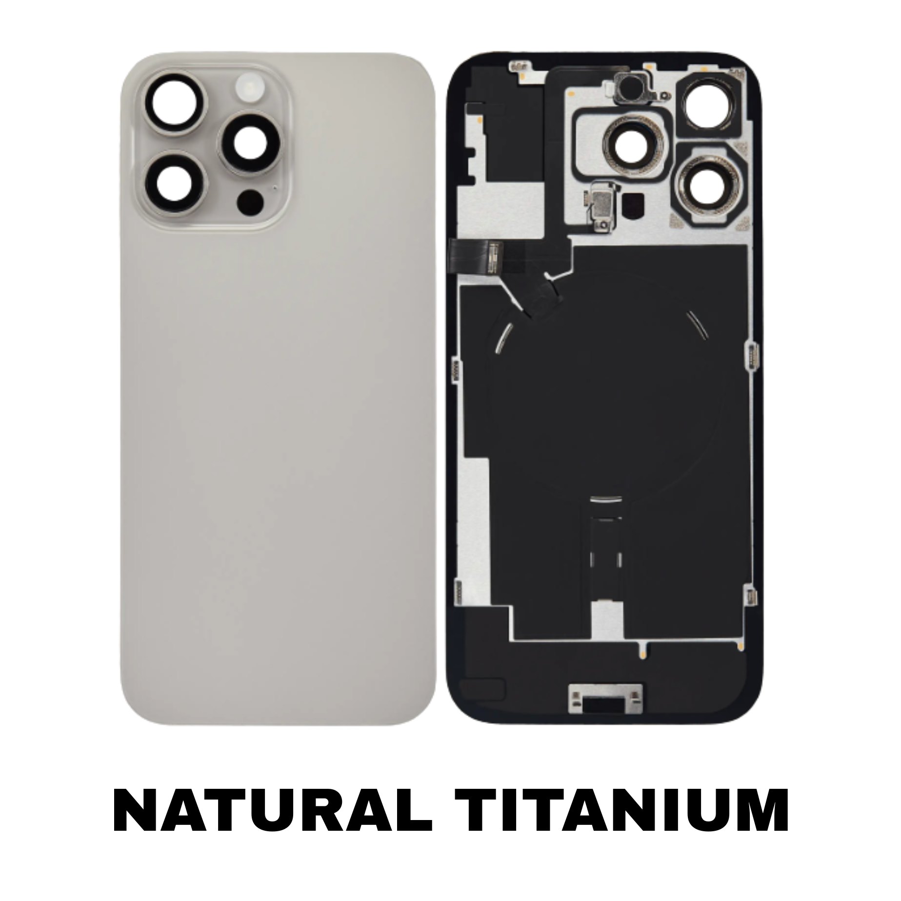 iPhone 16 Pro Max Natural Titanium Back Glass No Logo
