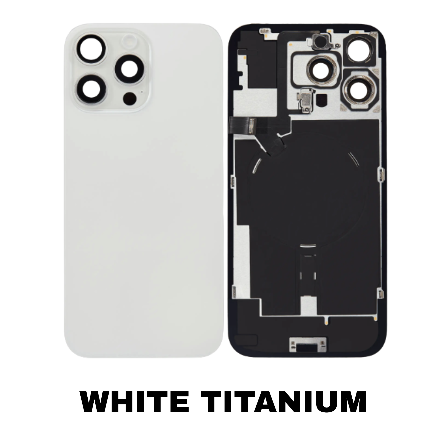 iPhone 16 Pro Max White Titanium Back Glass No Logo